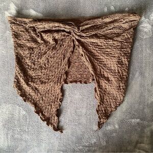 SHEIN ICON Twist Front Textured Asymmetrical Hem Tube Top - Brown Size Large